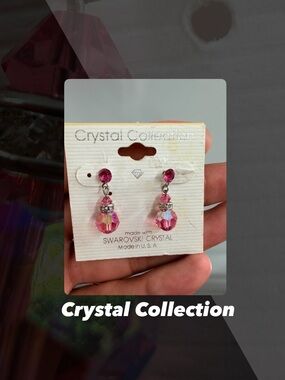 EUC Crystal Collection Pink Drop Earrings